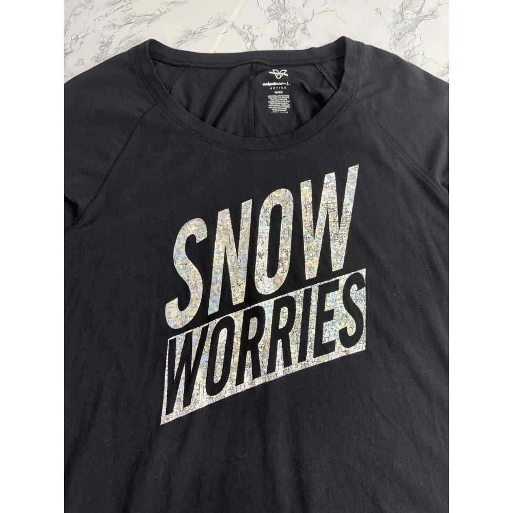 Livi Active Womens Black Long Sleeve Snow Worries Shirt‎ Size 18 20